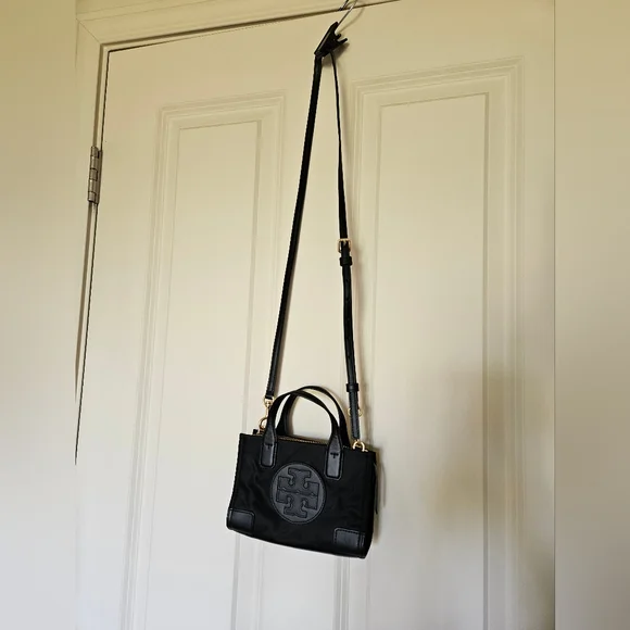 TORY BURCH ELLA BLACK MINI NYLON CROSSBODY BAG - Picture 4 of 5